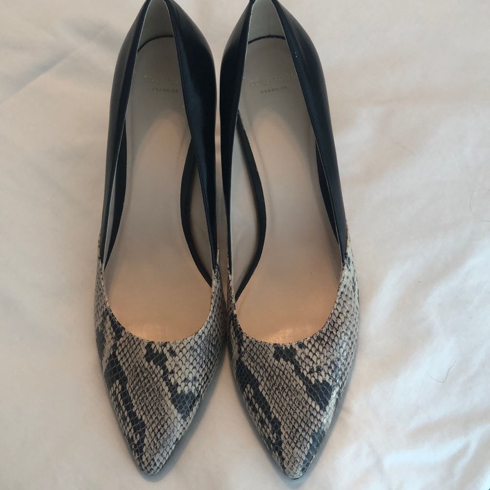 Cole Haan Snakeskin and Black Heels